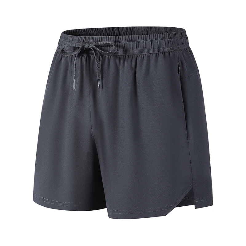 Summer New Solid Color Fashion Elastic Waist Shorts Man High Street Casual Loose Zipper Patchwork Pockets Breathable Sweat Pants