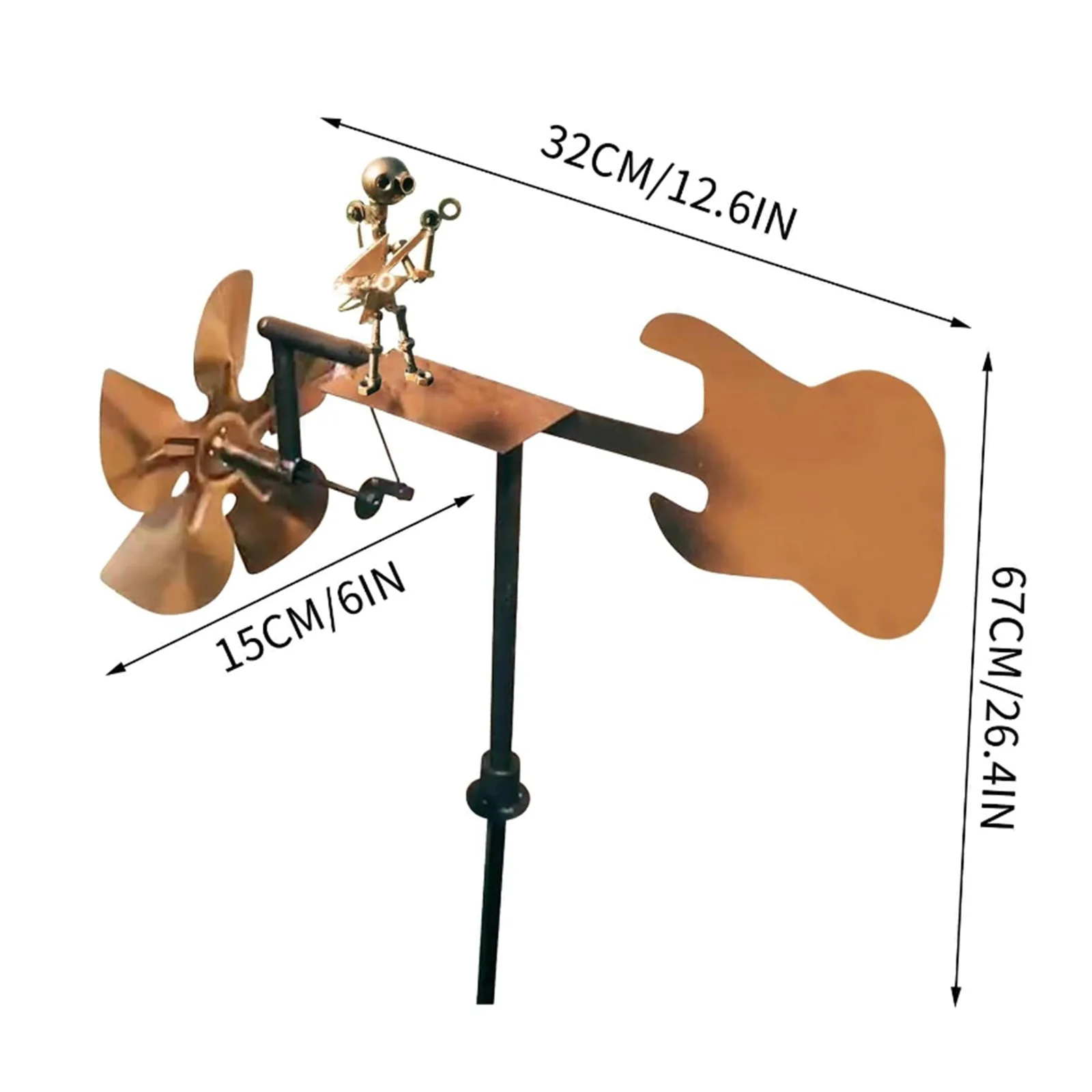 Metal Drummer Windmill Art Figurine Garden Decoration Creative Yard Art