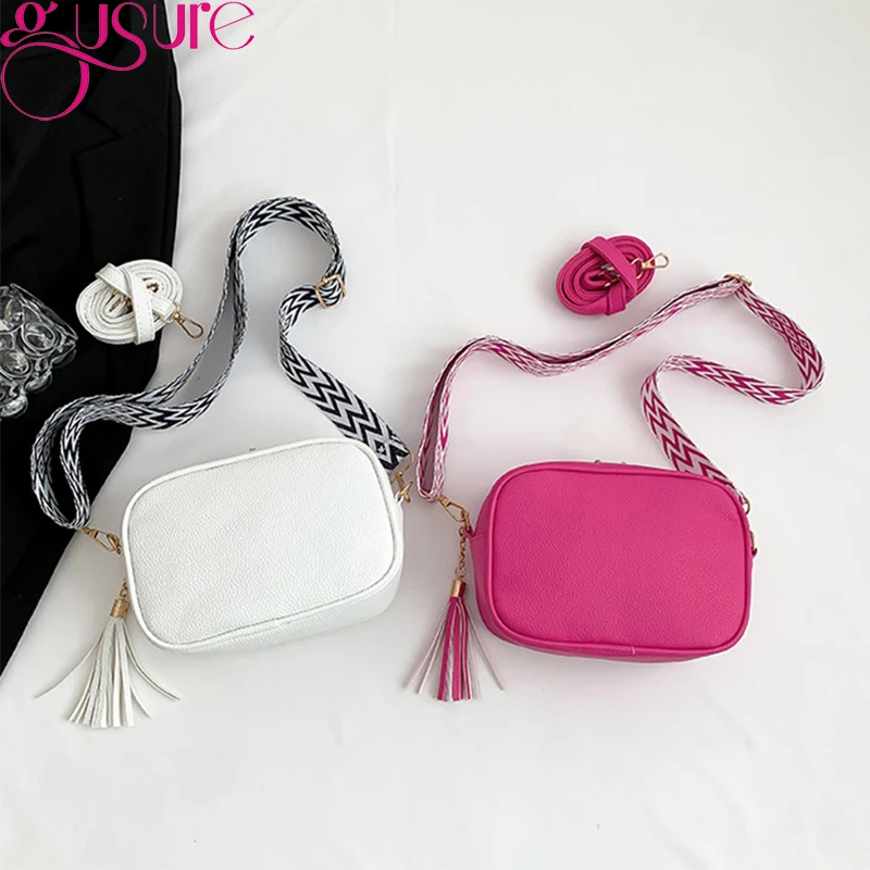 Gusure Crossbody Bags for Women Stylish Wide Strap Shoulder Bag PU Leather Daily Use Purses and Handbags with Zipper