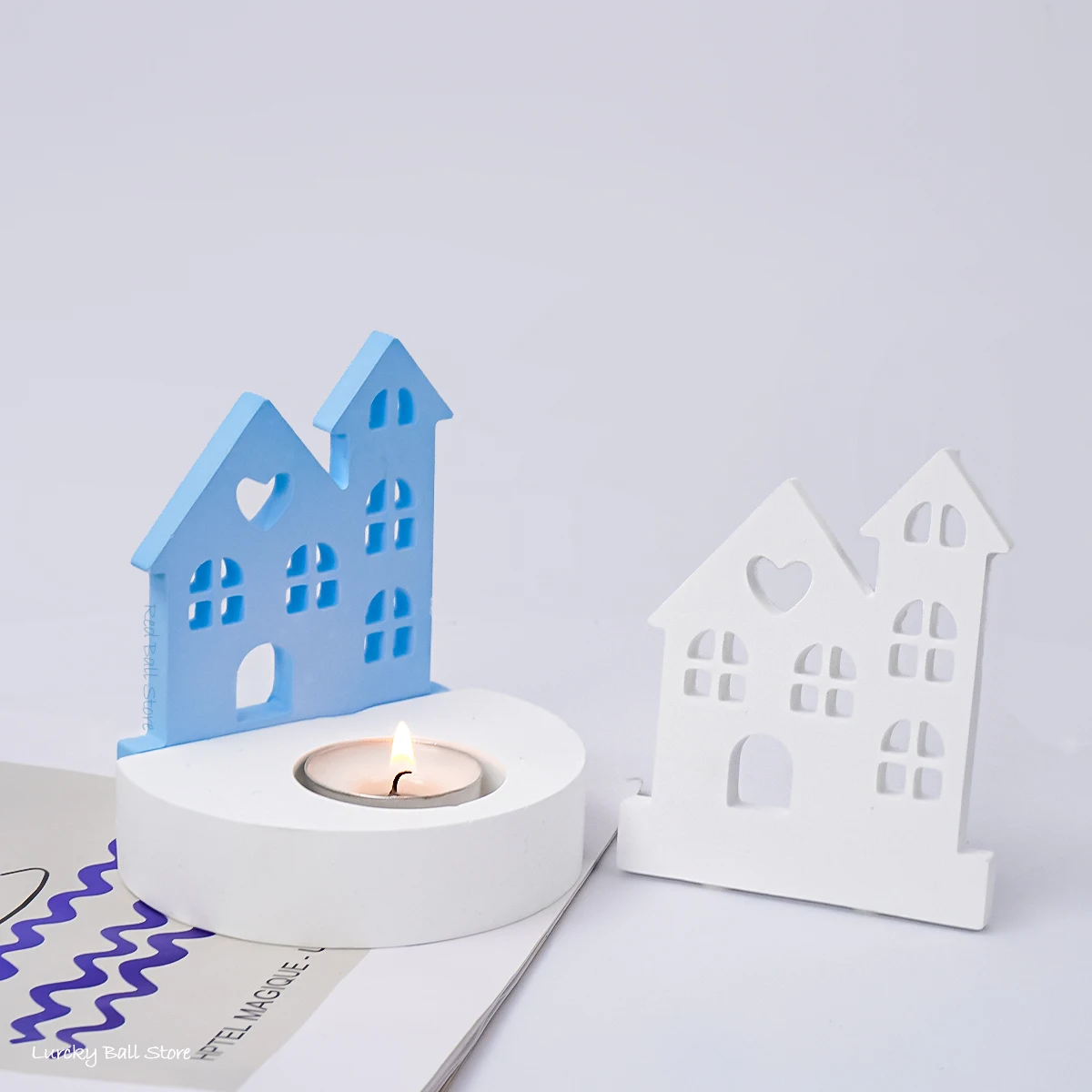 DIY Castle Love House Candle Holder silicone mold Silicone Mold New Cement Tea Light Candlestick Mould Resin Crafts Casting Molds Room Decor