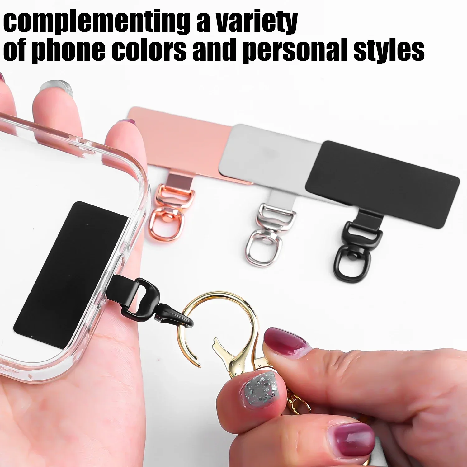 Stainless Steel Phone Tether Tab 360 Degree Rotatable Anti-lost Crossbody Wrist Strap Metal Gasket Patches Phone Case for iphone