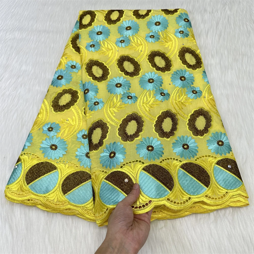 

Yellow Swiss Voile Lace In Switzerland 2023 High Quality African Dress For Women Sew Embroidered Nigerian Dry Cotton Lace Fabric