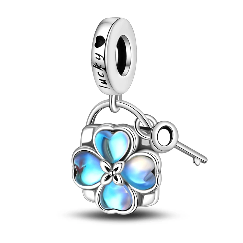 Charmed Craft Four Leaf Clover Charm Bead - Sterling Silver, For Charm Bracelets & Necklaces