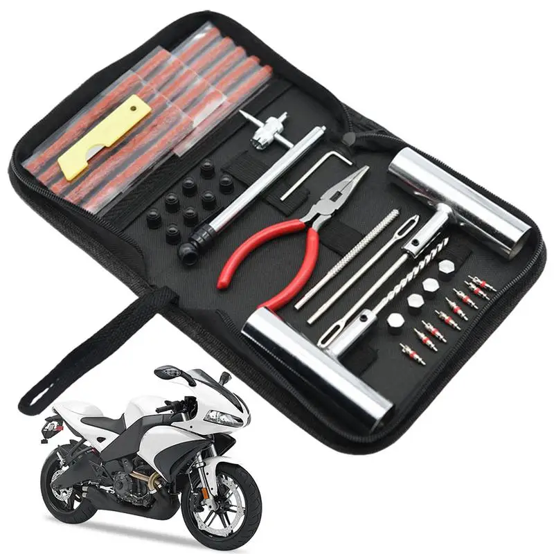 

Tyre Repair Kits Heavy Duty Tire Flat Repair Kit 46pcs Portable Tire Repair Tools Universal Flat Repair Kit For Travel Camping