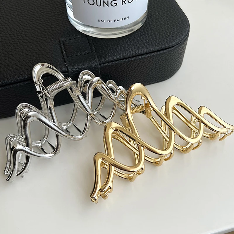 

Large Metal Hair Claw Clip Headwear Hair Accessories Wave Alloy Shark Clip Vintage Special-shaped DIY