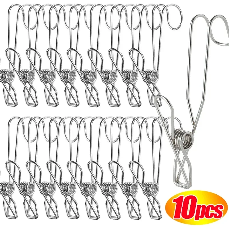 Long Tail Clip Stainless Steel Photo Clip Clothespins Towel Organizer Holder Rack Hooks Clothes Pegs Laundry Storage 5/10/20Pcs