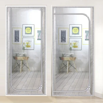 Écran de porte à glissière anti-chat, rideau de porte, forme d'ouverture de magasin, écran en maille anti-buée, adapté au salon pour animaux de compagnie 1