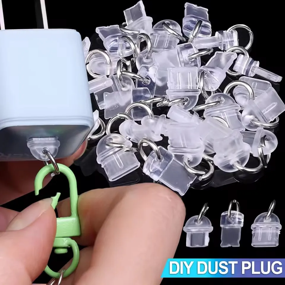 DIY 먼지 플러그 투명 방진 보호 캡 IOS/마이크로 USB/타입 C 포트 보..