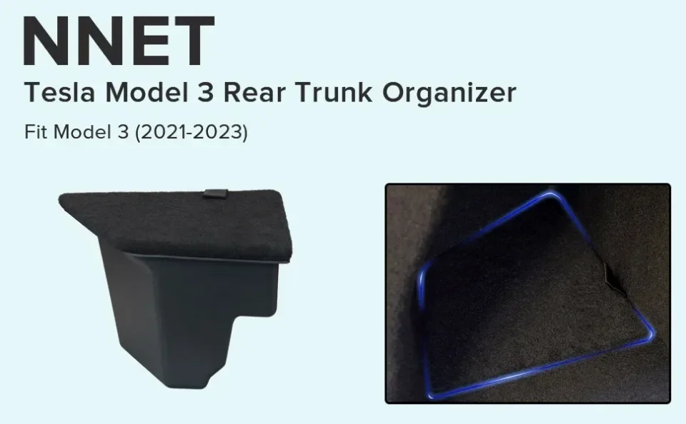 Xvip Heck koffer Aufbewahrung sbox geeignet für Tesla Modell y 3 21-23 links rechts Ecke Organizer Modell 3 Highland 2024 Beflockung abdeckung – Detail 5