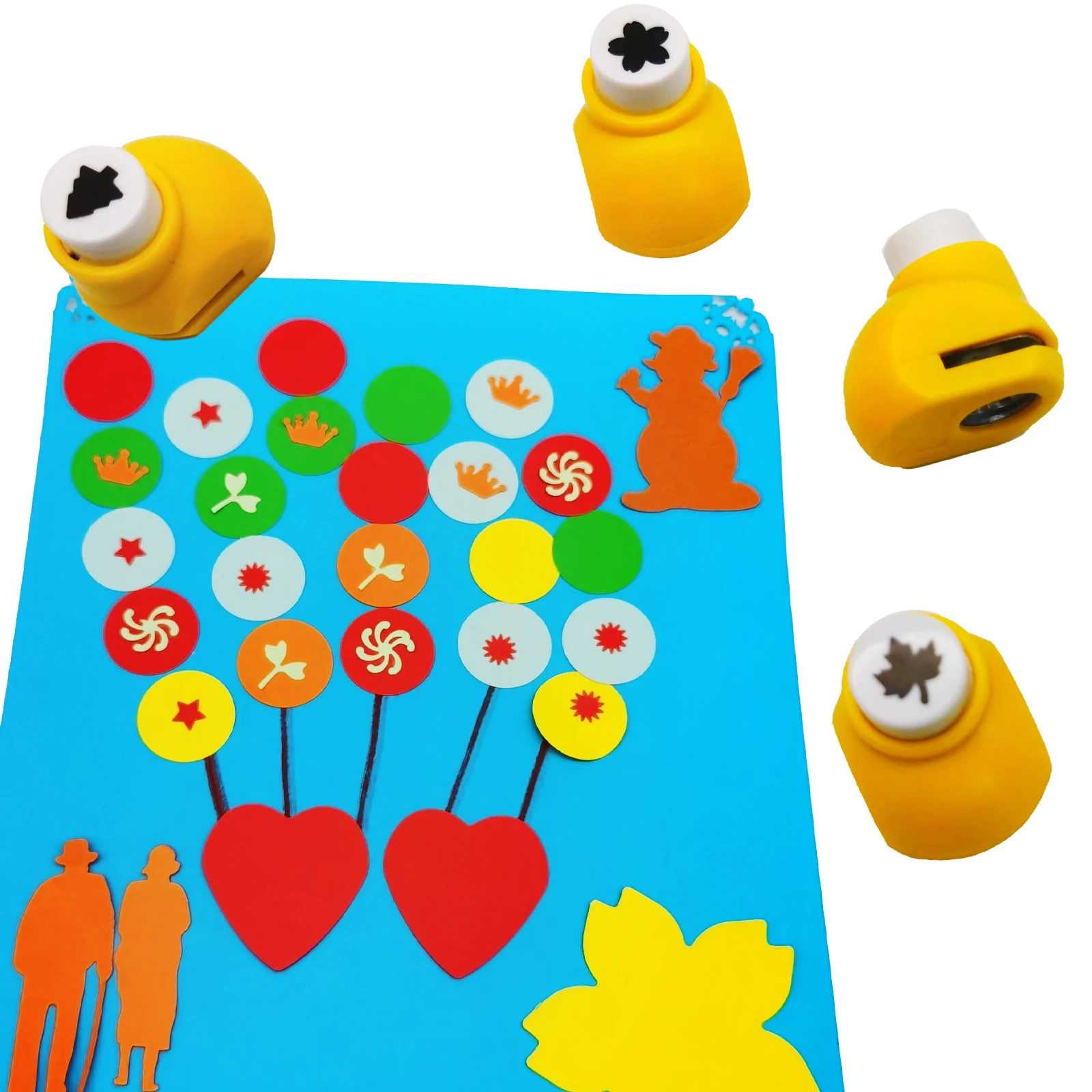 4개 미니 크래프트 펀치 세트, 4가지 패턴 테마, 스크랩북용 놀라운 컷아웃 모양, 예술 및 공예, DIY 세공품 등