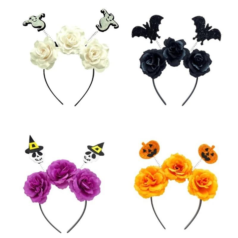Spooky Bat&Flower Shape Hair Hoop Women Cosplay Party Headband Makeup Hairband Dropship flower container makeup brushes holder resin mold flower vase epoxy mold diy dropship