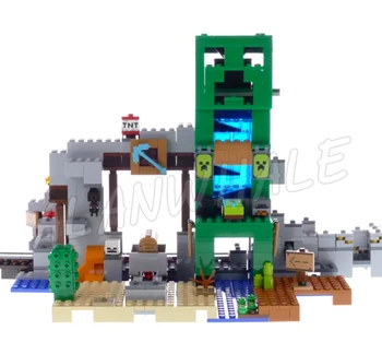 852pcs Game My World The Mine With Rail Track Minecart Desert Mesa Statue 11363 Building