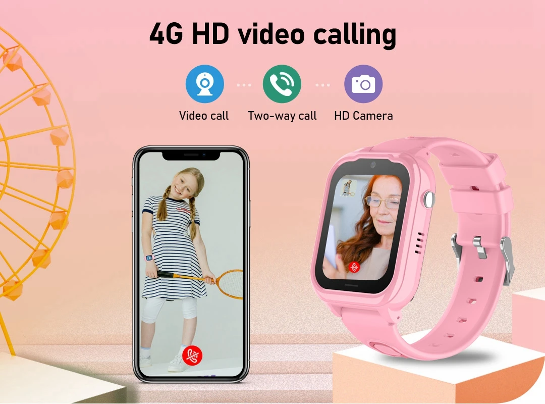 Wonlex Smart Phone Watch Children 4G GPS WiFi Monitor Tracker Video Call Voice Chat SOS Help KT28 Vibration Kids Smart Watch 3