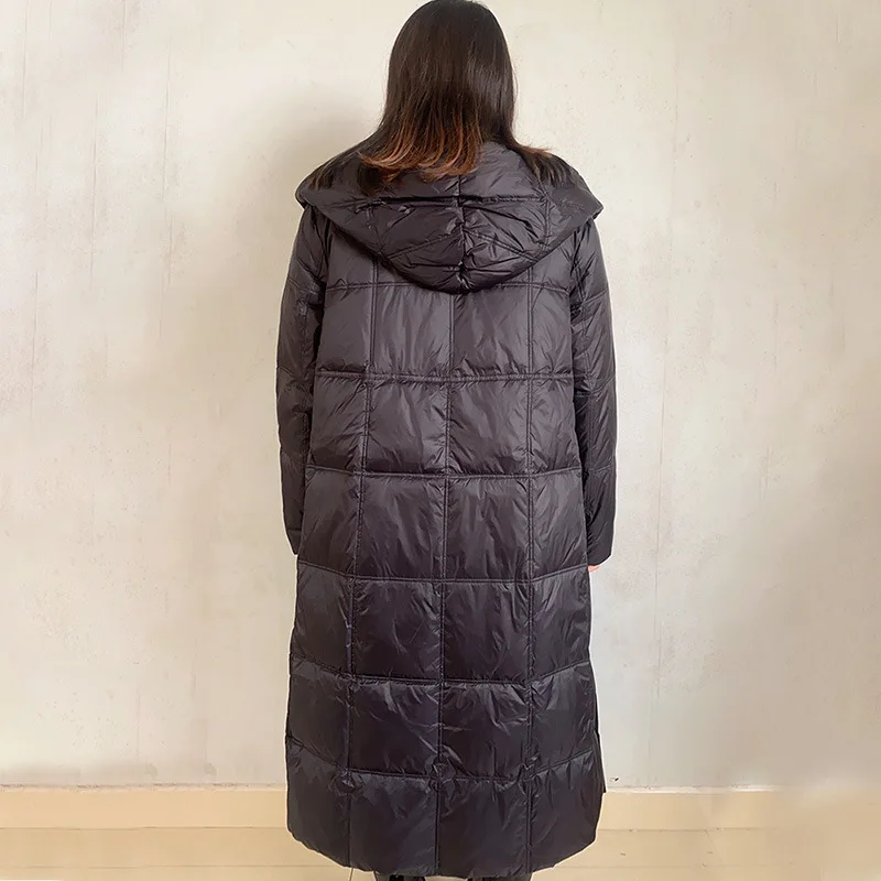 New Winter 2022 women's long parka full sleeve loose hat thick white duck down jacket women's warm coat higt street fashion
