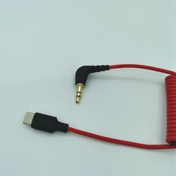 Coiled Right Angle USB C to 3.5mm Audio Adapter Cable with DAC