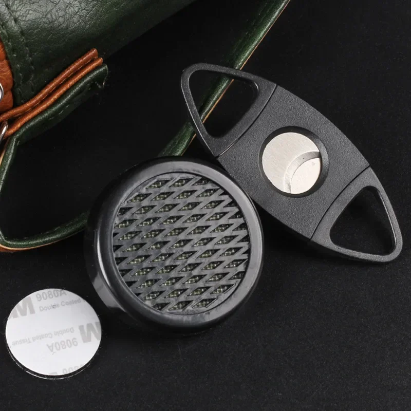 Accessori per tubi per sigari da viaggio Borsa da golf per sigari portatile per uomo Regalo Porta umidificatore in pelle Tagliasigari e umidificatore - immagine 6