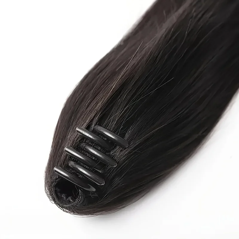 20inches Synthetic straight hair clip ponytail wig clip on a woman's ponytail hair extension wig natural black fake ponytail