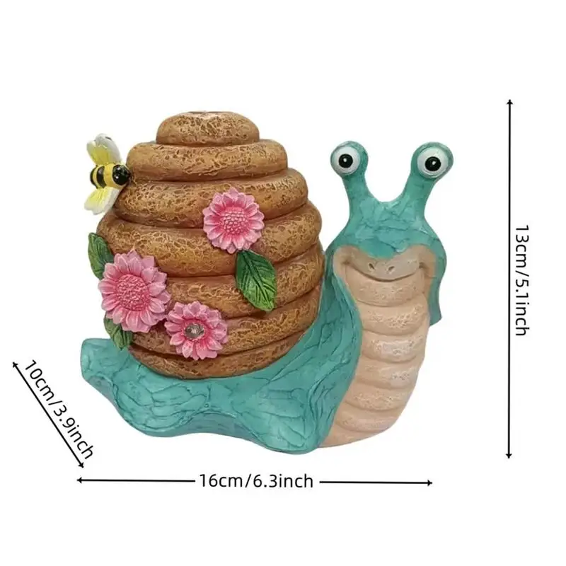 Outdoor Snail Statue Solar Snail Figurine Resin Animal Figurine Cute Table Ornament For Outdoor Yard Garden Decorations