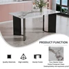 Table and chair set. 1 table and 4 black PU cushioned golden color leg chairs. White imitation marble tabletop MDF table legs w 5