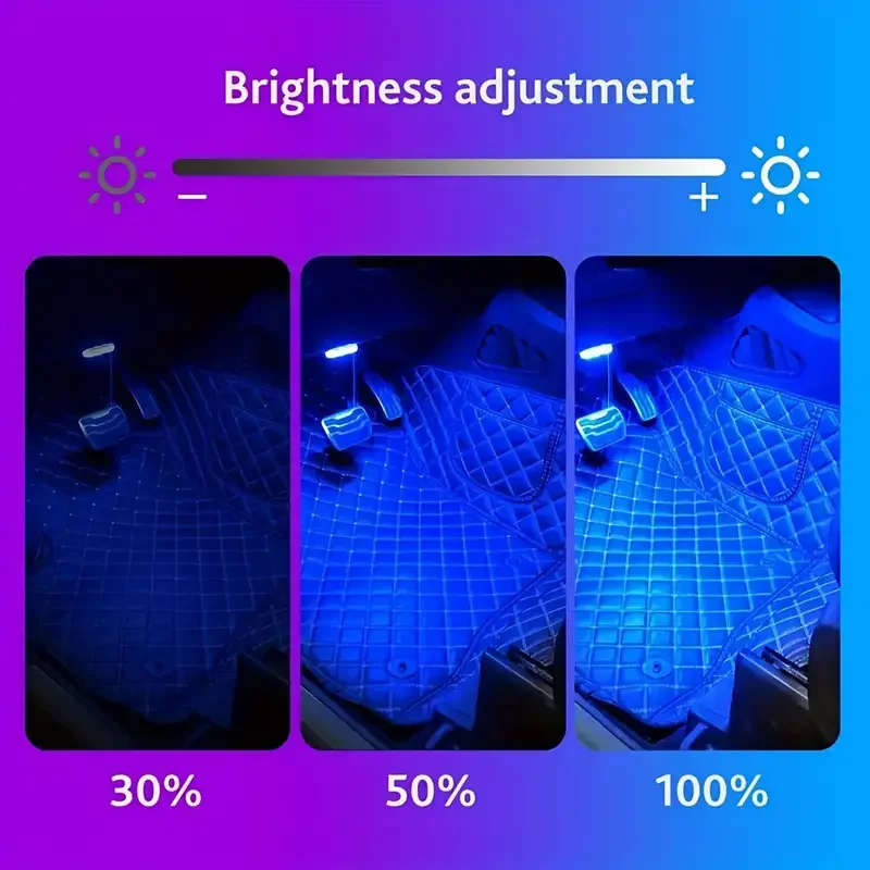 LED 자동차 음악 조명 스트립, 48LED, USB 스마트 블루투스 앱 제어, 방수 멀티 컬러 RGB 자동차 인테리어 분위기 조명 스트립