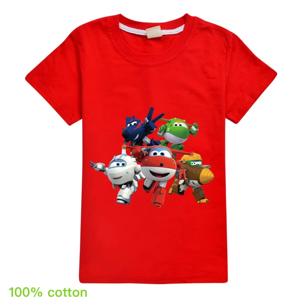 

2023 Summer Kids Cartoon Super Wings Tshirt Baby Boy Cute Jett Airplane T-Shirt Children Casual Clothes Girls Short Sleeve Tops