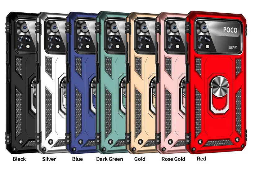 Enhanced Armor Shockproof Silicone Hybrid Case with Metal Ring