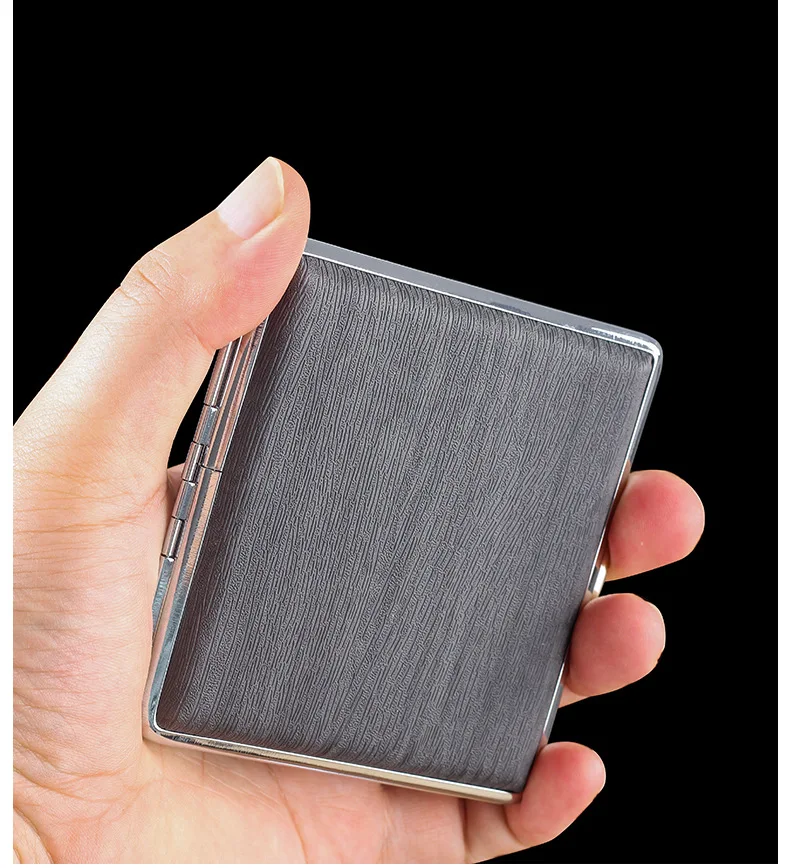 20 pack Leather Cigarette case creative personalized imitation wood grain Coarse tobacco men portable cigarette box accessories