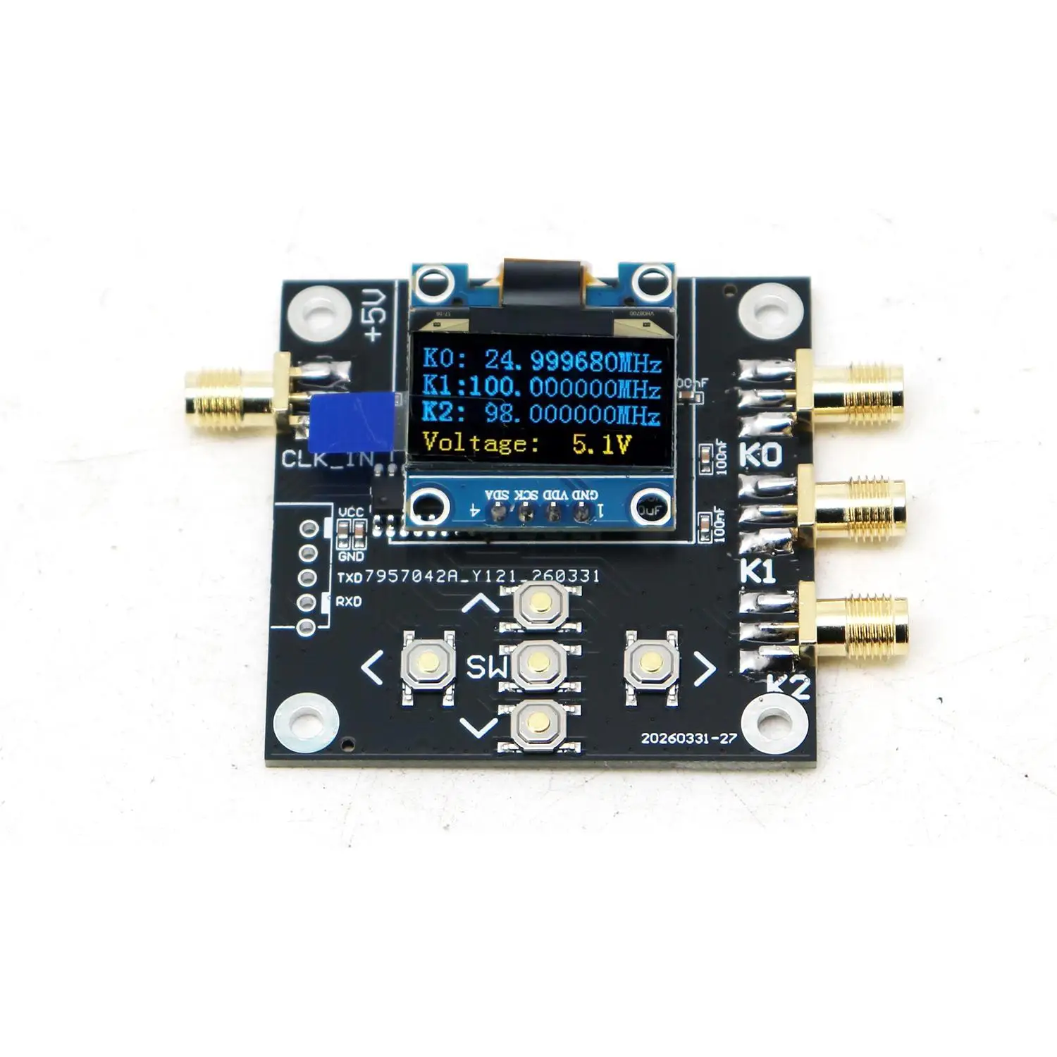 SI5351 Programmierbarer Taktgenerator 2,5kHz-200MHz Rechteckwellen-SMA-HF-Signalquelle für Amateurfunk GPSDO, Frequenzzähler