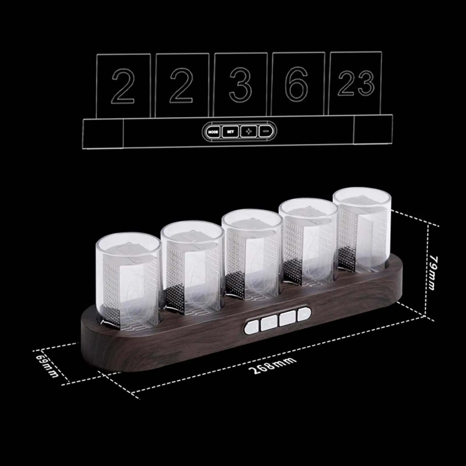Nixie Tube Clock Retro Design Creative USB Interface Multi Mode Adjustment Glow Tubes Analog Clock for Bedroom Bookshelf Nixie Tube Clock Retro Design Creative USB Interface Multi Mode Adjustment Glow Tubes Analog Clock for Bedroom Bookshelf