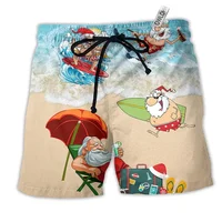 Merry Christmas Santa Claus Men Shorts 3D Print Funny Xmas Unisex Y2k Board Short Pants Summer Hawaii Swimsuit Surf Swim Trunks 2