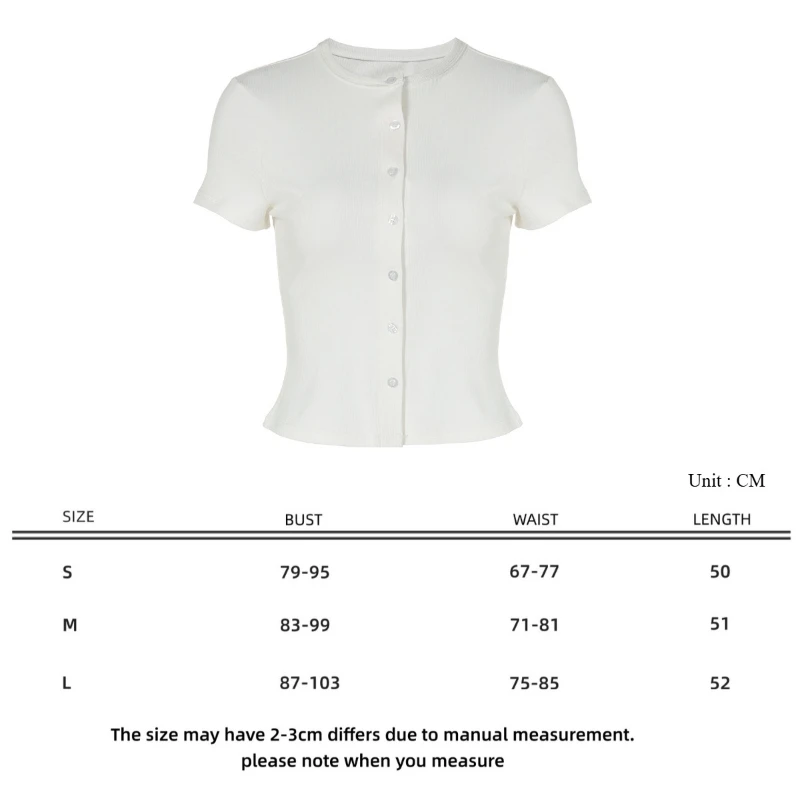 Fashion New Short Sleeve T-Shirt Women's Casual Solid Slim-Fit Crew Neck Cardigan T-Shirt Summer Office Lady Vacation Female Top 6