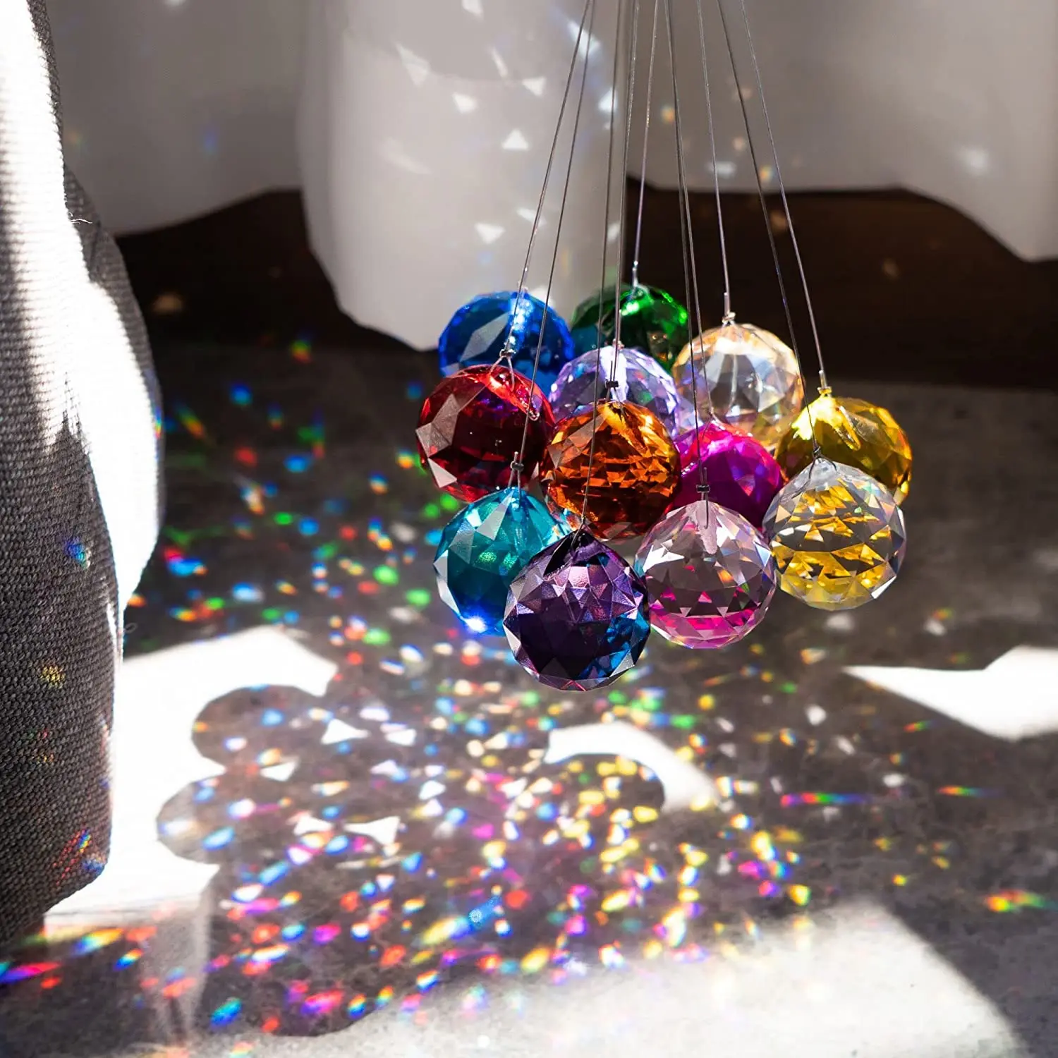 Lustre attrape-soleil en cristal, 3 pièces/lot, boule de cristal, pendentif  prismes, fabricant d'arc