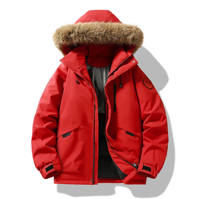 Winter Warm Parkas Men Women Streetwear Thick Jackets Coat Fashion Harajuku Hoody Fur Collar Coats Windproof Solid Color Parkas - 4