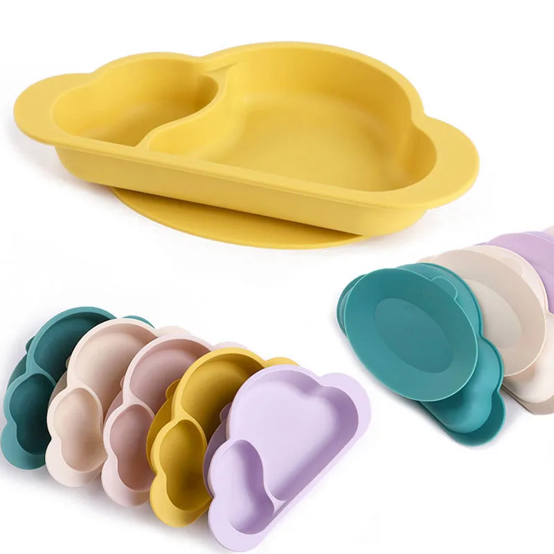 New Baby Plate Silicone Clouds Children's Tableware Fashionable Food Safe Approve Plates Waterproof Training Accessories  Мать