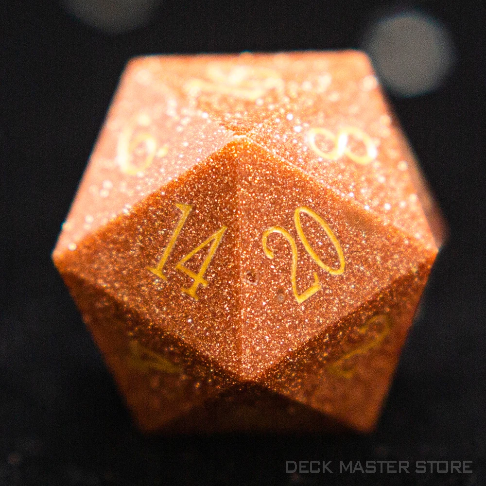 Gold Stone Dice Polyhedral Gemstone Various Shapes Digital D20 DnD Dice for D&D TRPG Magic Tabletop Games Board Games Dice