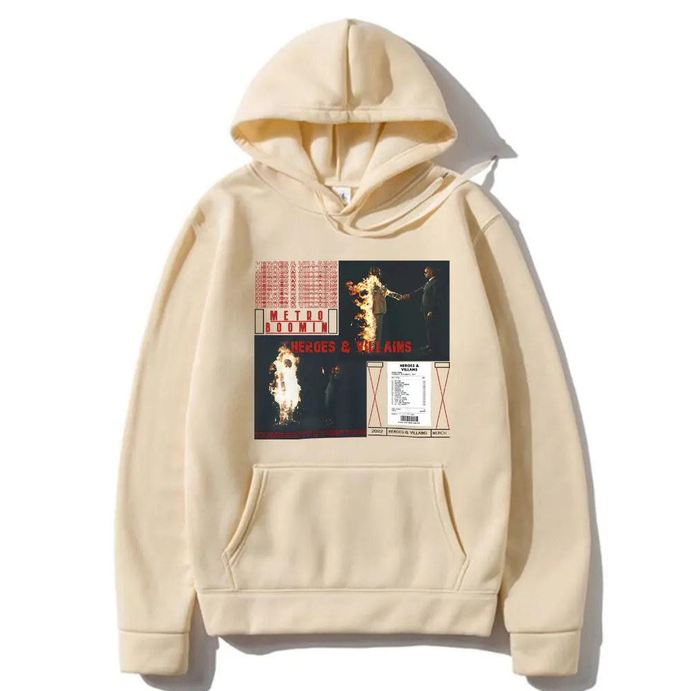 Awesome Rapper Metro Boomin Heroes & Villains Album Cover Print Hoodie Men Women Hip Hop Oversized Pullover Male Vintage Hoodies