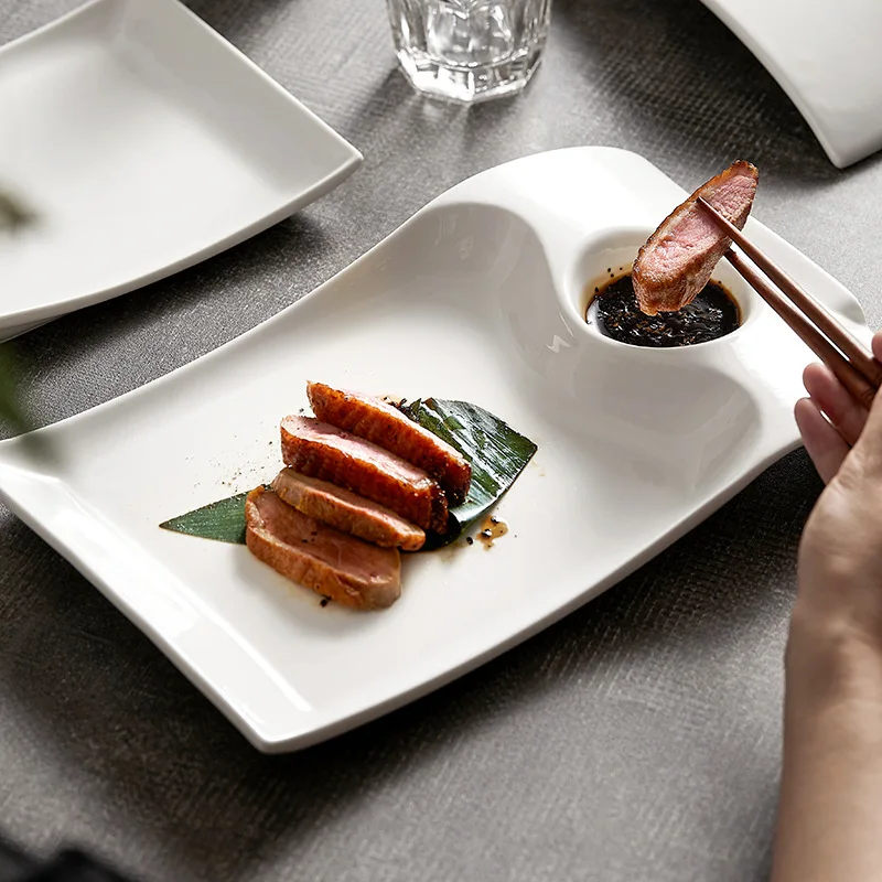 

Kitchen accessories Roast duck plate Shrimp plate Household ceramic dumpling plate Hotel Shell Cold Dish Dining utensils