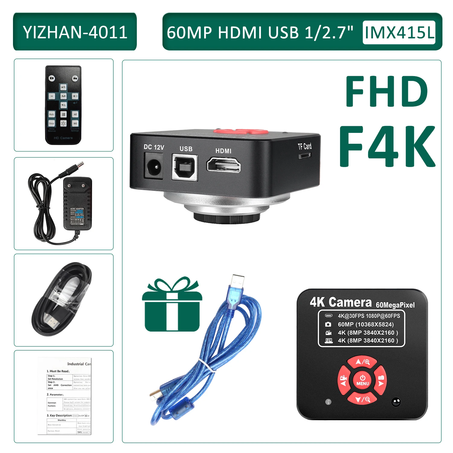 YIZHAN 215X 60MP Desktop-Digitalmikroskop 4K-Aufnahme USB HDMI 48MP Mikroskopkamera für Lötarbeiten, Reparaturen, Schmuck, Handy, Leiterplatten – Detail 1