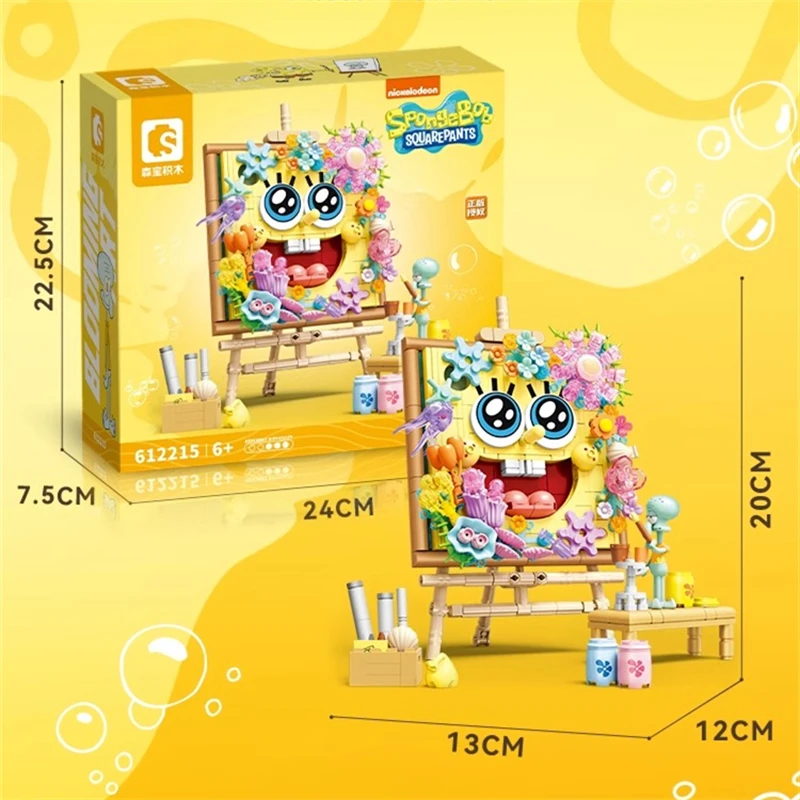 SEMBO 스폰지밥 스퀘어팬츠 빌딩 블록, 입체 이젤 조립 장난감, 패트릭 스타 스퀴드워드 촉수, 생일 선물
