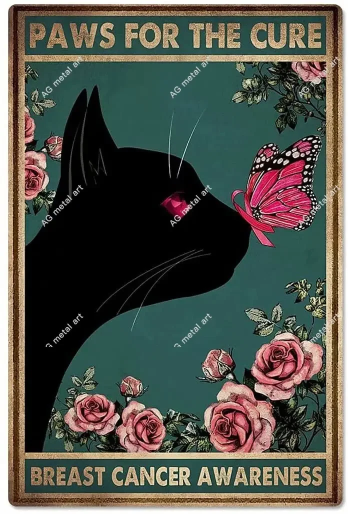

Cat Metal Signs Paws for The Cure Funny Retro Vintage Tin Bar Sign Country Home Decor room decoration posters