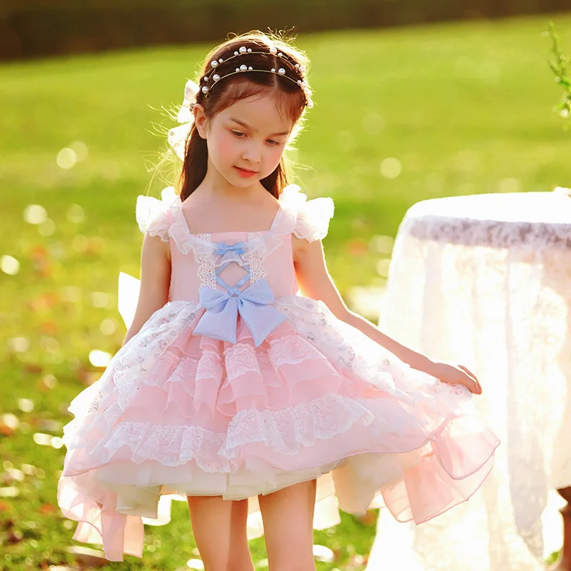 Summer New Girls Sleeveless Vest Chiffon Skirt Girls Lolita Princess Skirt Swallow Tail