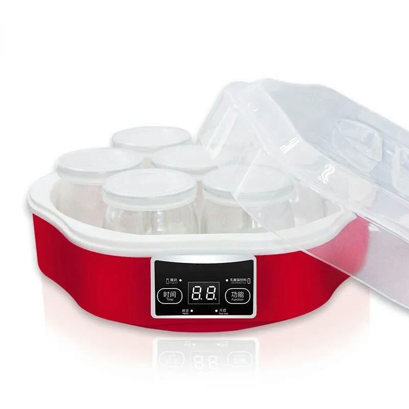 Automatic Yogurt Machine With Glass Cups Stainless Steel Liner Natto Rice Wine Maker Wth Digital Panel DIY Yogurt Tools EU yogurt maker