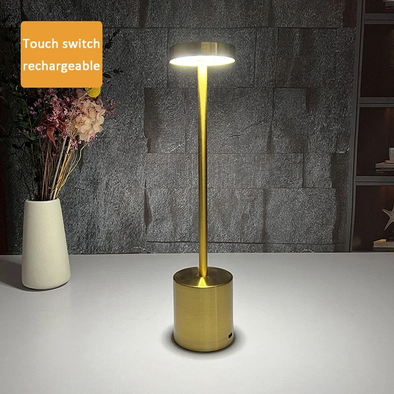 터치 스위치 LED 테이블 램프, USB 충전식 무선 책상 조명, 레스토랑 바 레트로 야간 램프, 휴대용 충전식 조명