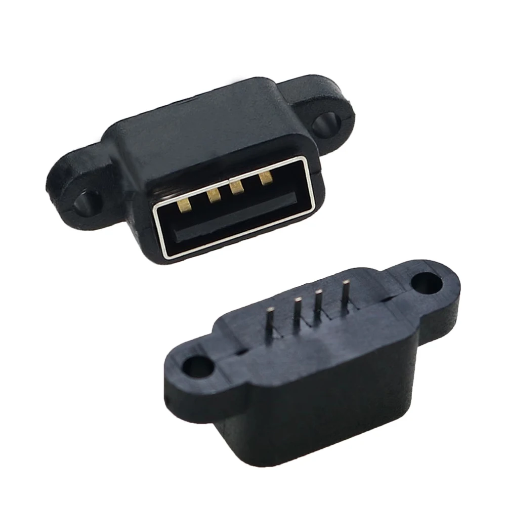 

5PCS Waterproof USB a female 4Pin 180 degree short body with ears 10.0mm waterproof USB female seat / waterproof IP67