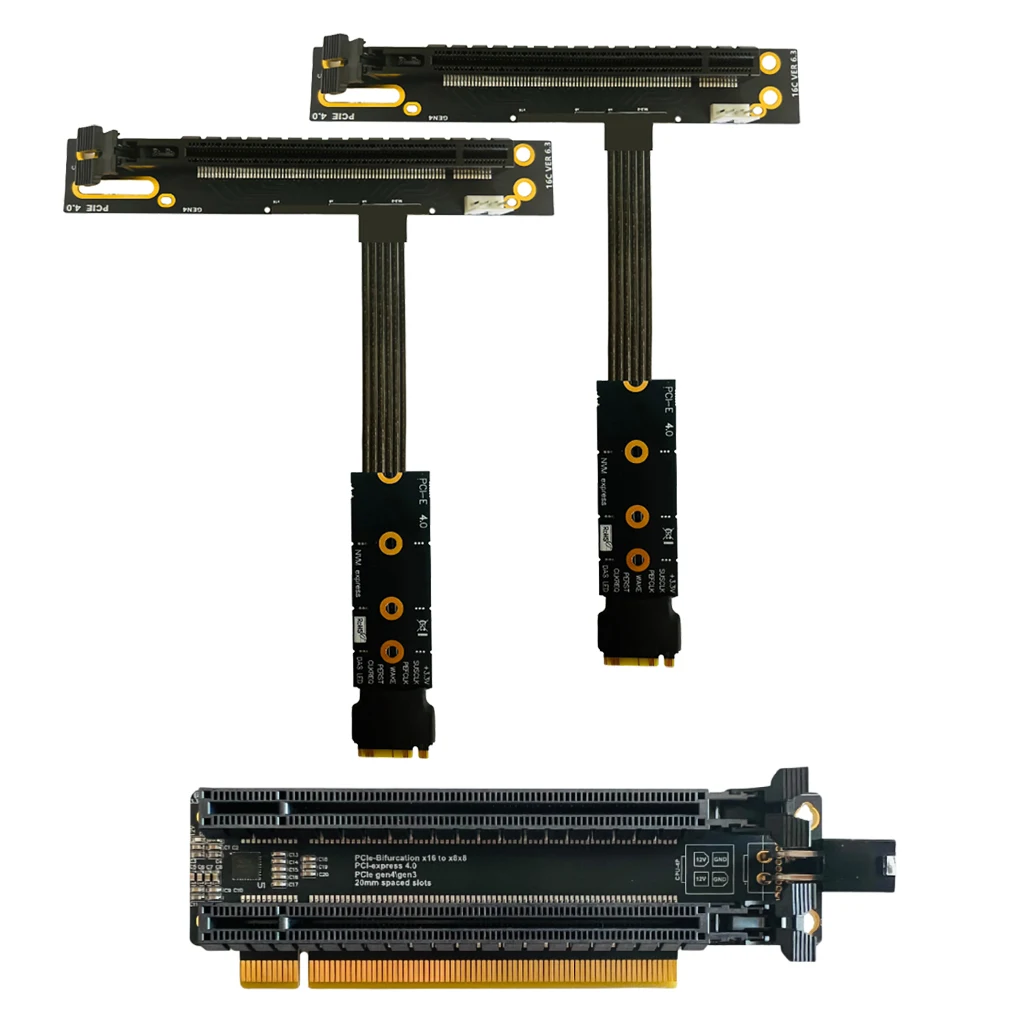 PCI-E 4.0 X16 1 to 2 Expansion Card Gen4 Split Card PCIe-Bifurcation