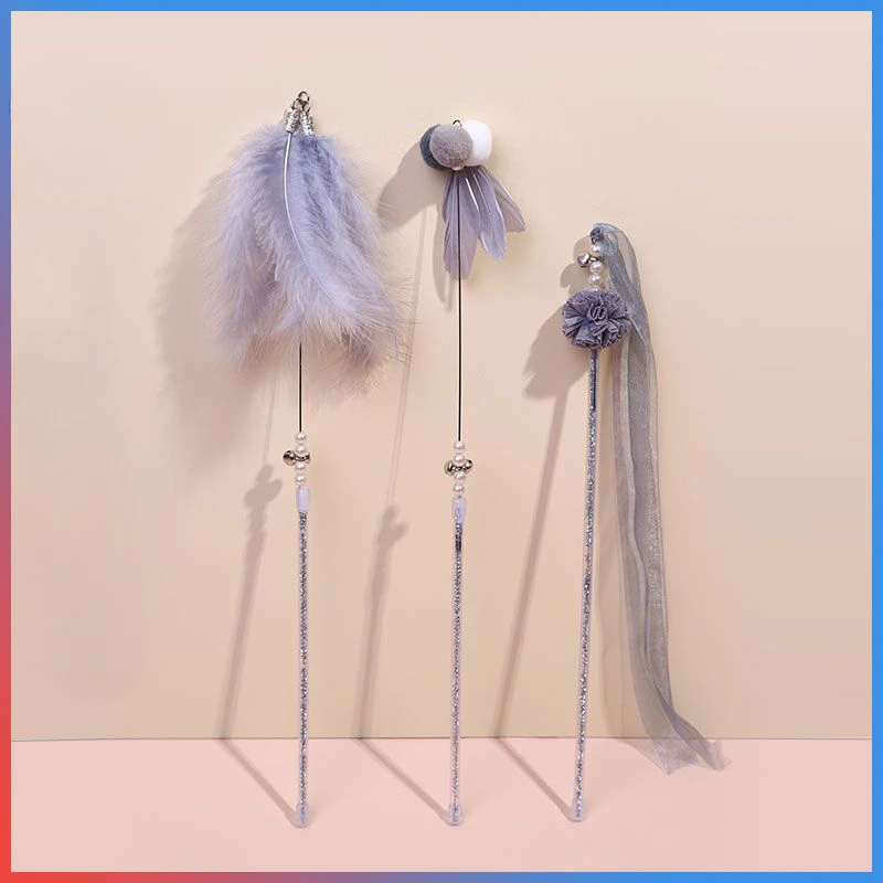 

Палочка-игрушка для кошек, устойчивая к укусам игрушка для кошек, приманка для перьев, колокольчиков, палка для селфи, игрушка для кошек с длинным полюсом