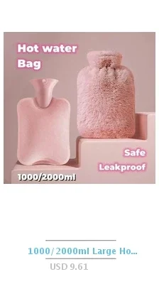 Description Picture 6 of item2000ml Hot-water Bag Cover Plush Hot Water Bottle Protecter Soft Hand Warmer Portable 2L Hot-water Bag Winter Warming Products