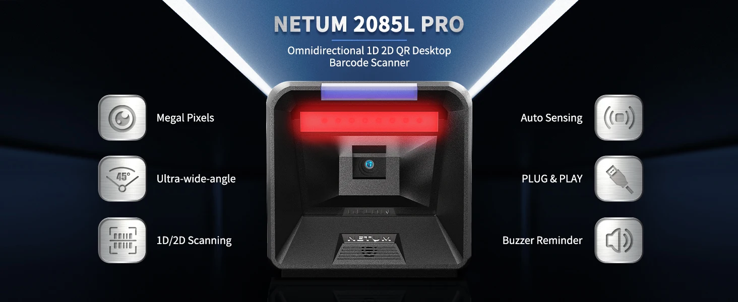 NT-2085L 2D Desktop Barcode Scanner Omnidirectional Hands-Free Wired USB barcode scanner