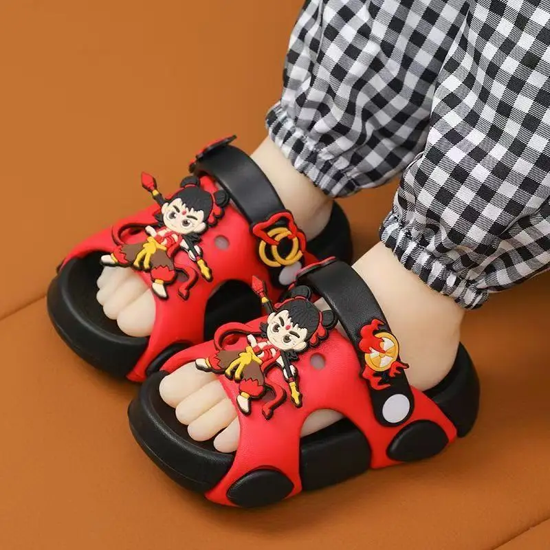 Summer Children's Slippers for Boys nezha Cartoon Baby Non-Slip Soft Bottom Indoor Bath Children Beach Sandals