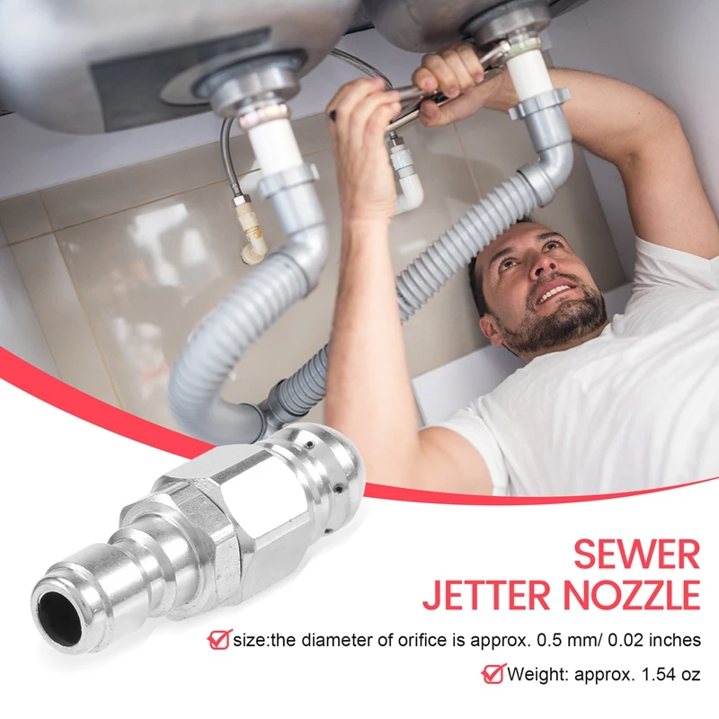 VEHO-1/4 Inch 5000 PSI Sewer Jetter Nozzle Pressure Drain Jetter Hose Nozzle For 1/4 Pressure Washer Quick Connector